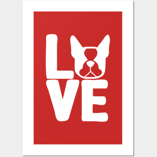 Boston Terrier LOVE square in white #bostonlove - Boston Terrier stickers Posters and Art